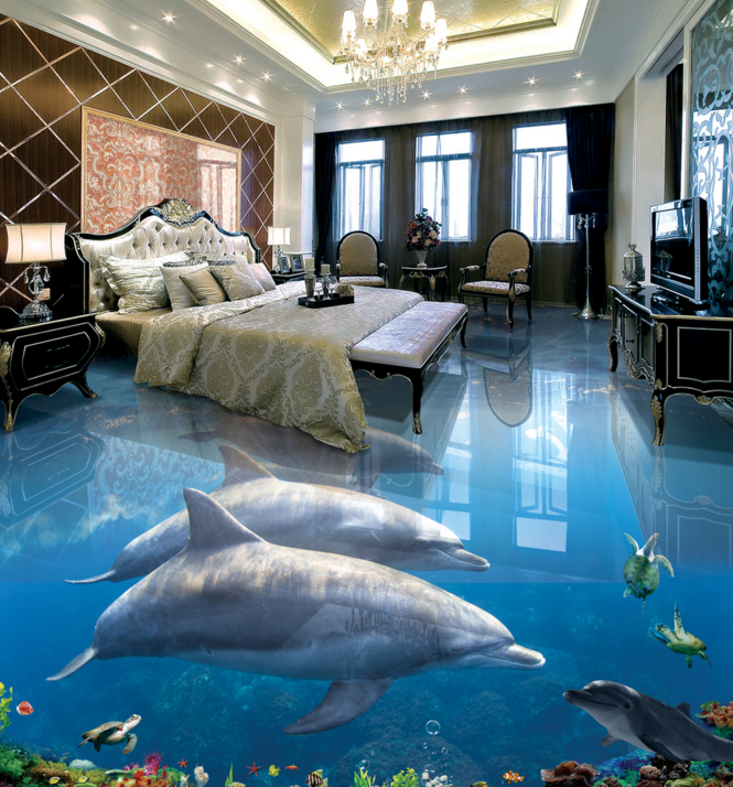3D Big Dolphin 035 Floor Mural Wallpaper AJ Wallpaper 2 