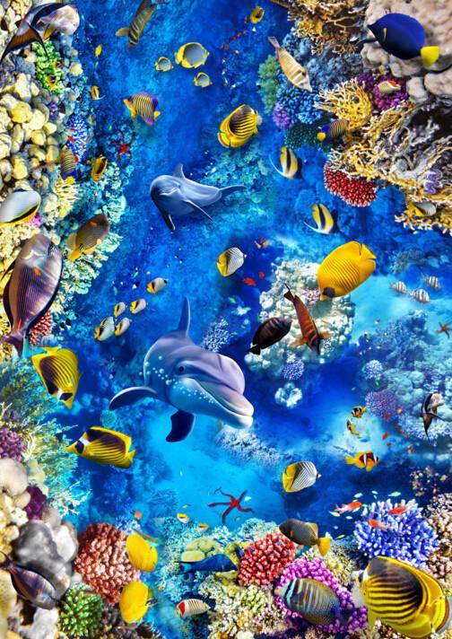 3D Colorful Marine World Floor Mural Wallpaper AJ Wallpaper 2 