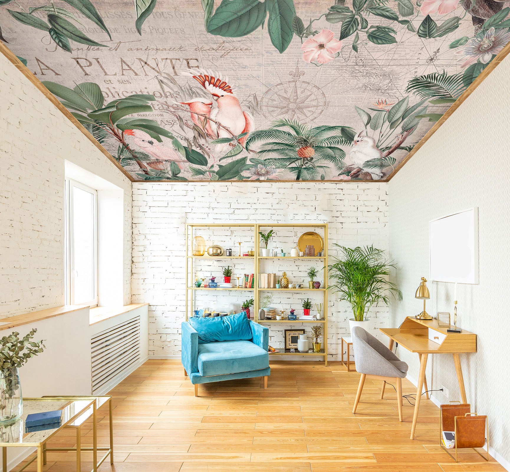 3D Pink Parrot Tree 5272 Andrea Haase Ceiling Wallpaper Murals