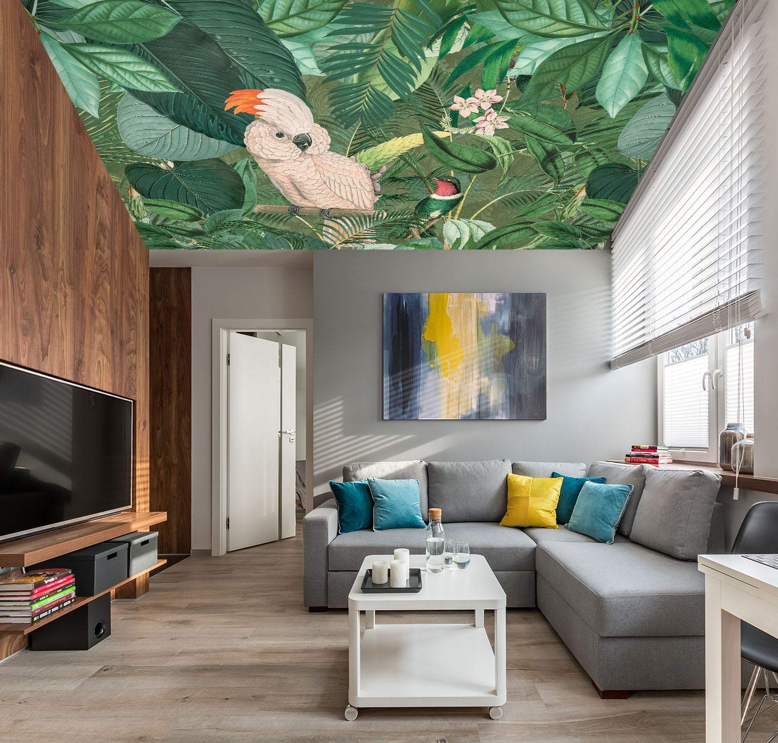 3D Parrot Leaves 5256 Andrea Haase Ceiling Wallpaper Murals
