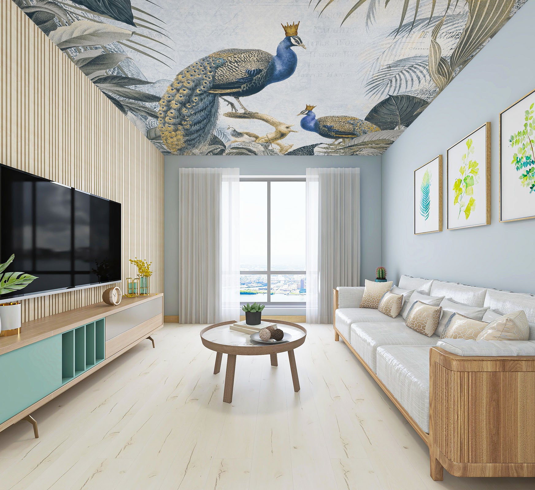 3D Peacock Leaves 973 Andrea Haase Ceiling Wallpaper Murals