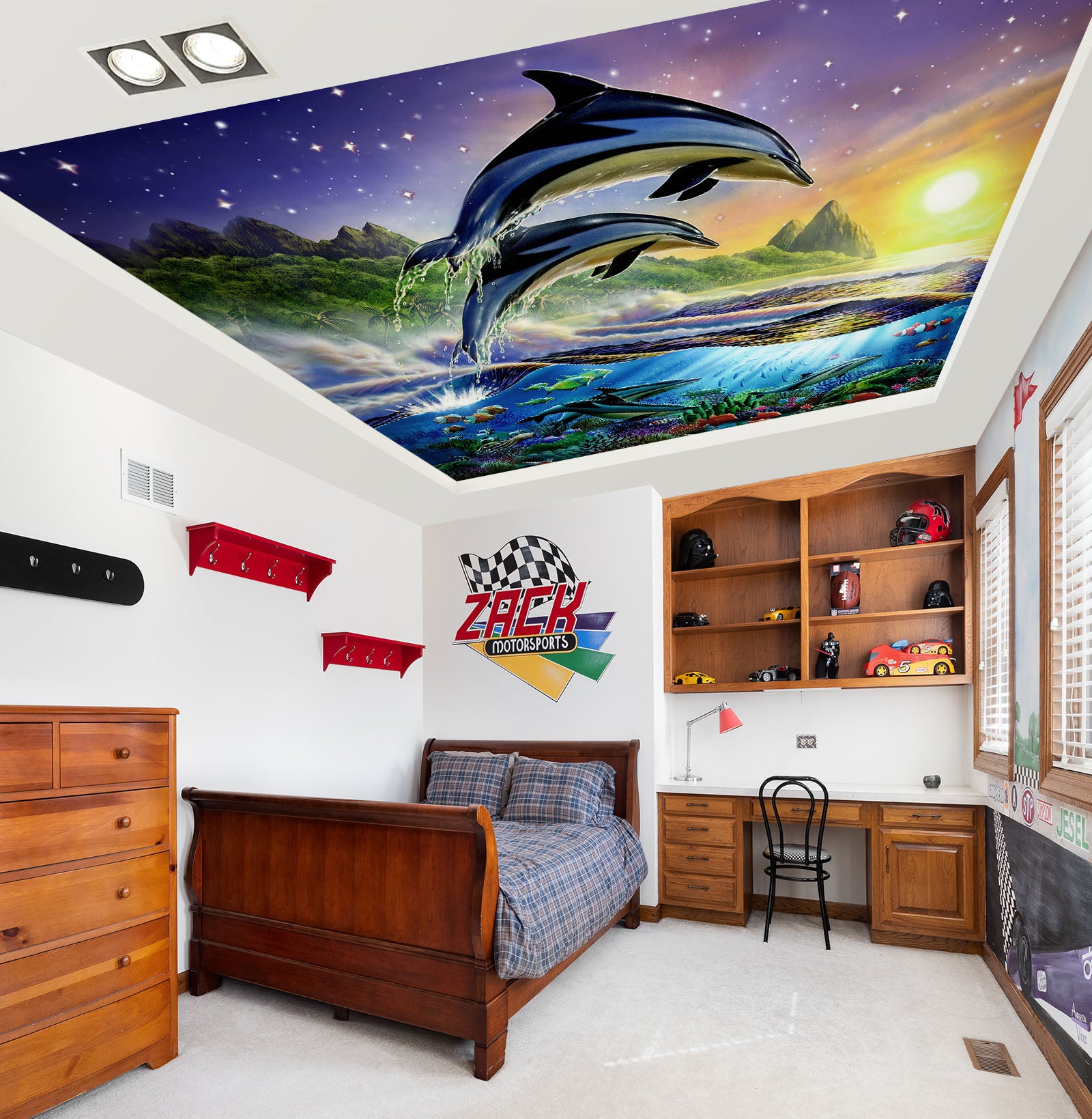 3D Hand Painted Dolphin 406 Adrian Chesterman Ceiling Wallpaper Murals
