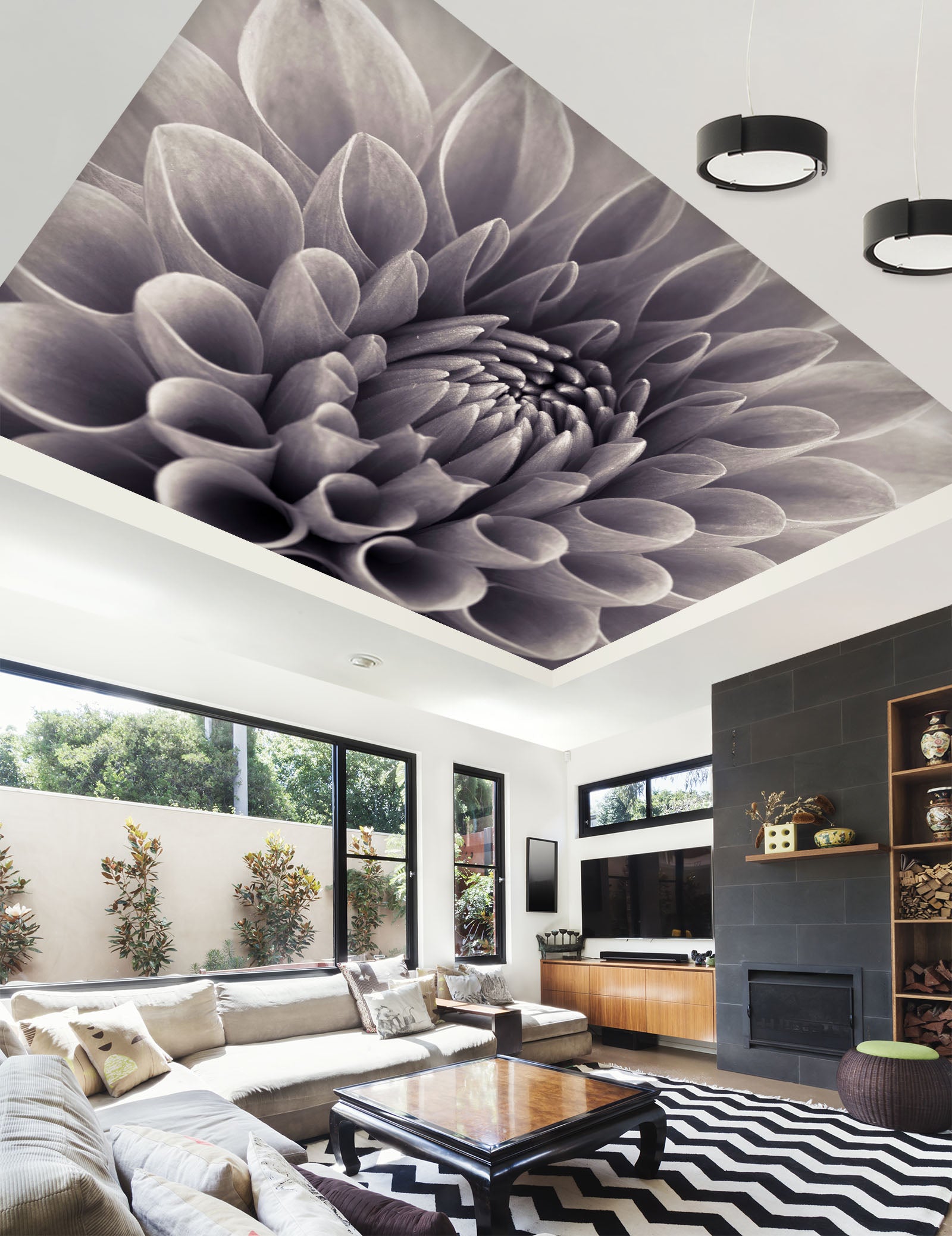 3D Blooming Flower 2564 Assaf Frank Ceiling Wallpaper Murals