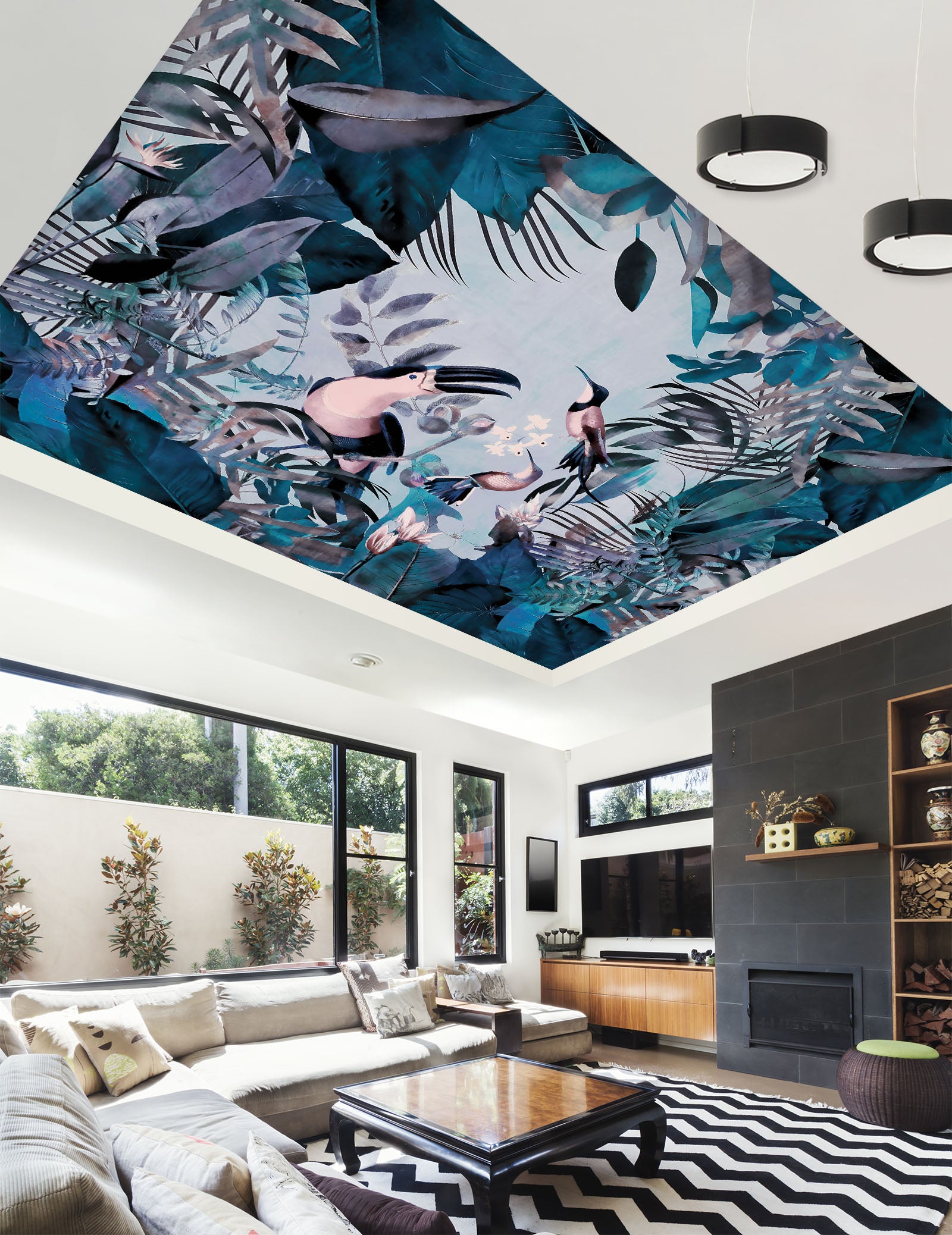 3D Dark Blue Leaves 967 Andrea Haase Ceiling Wallpaper Murals
