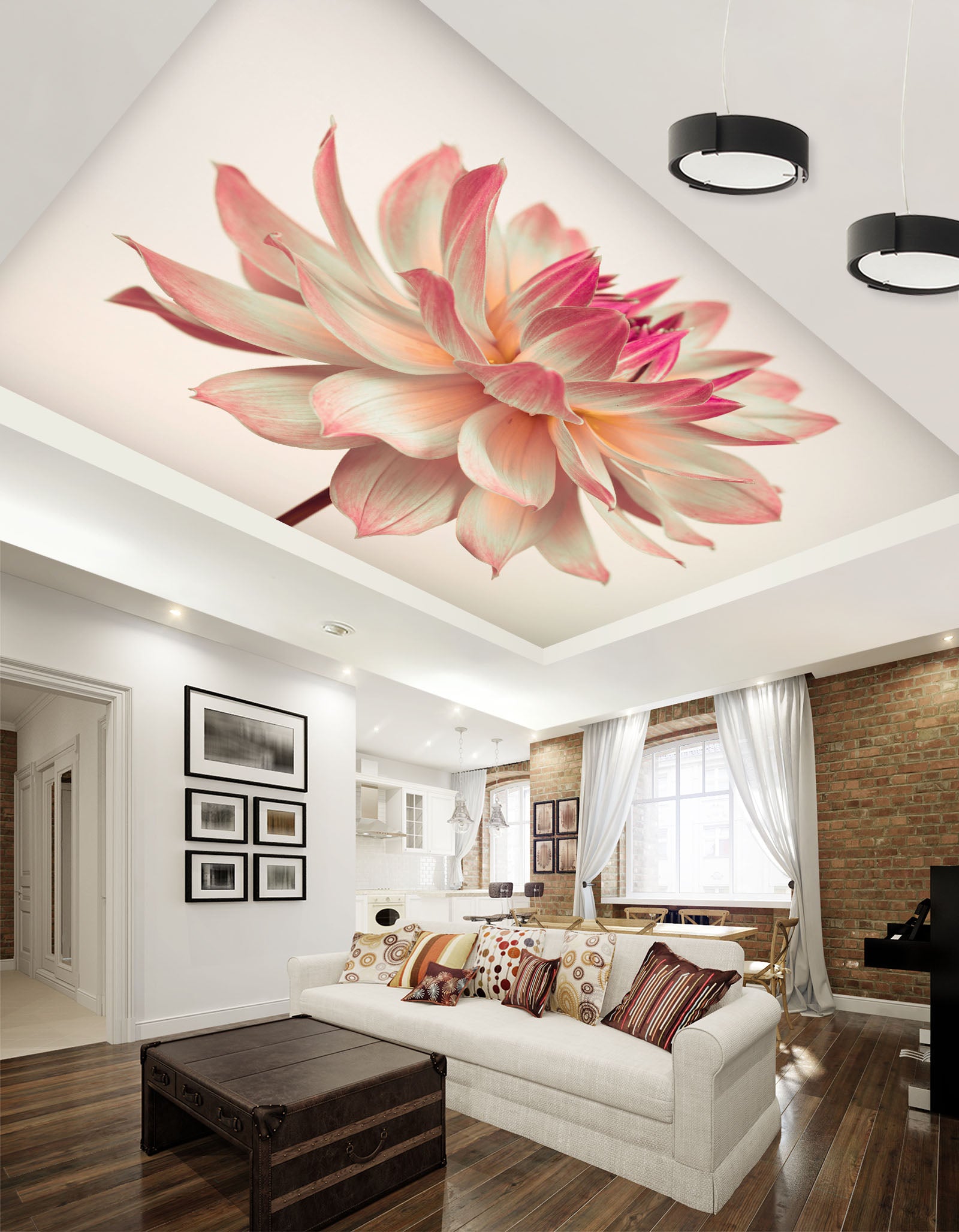 3D Pink Flower 2559 Assaf Frank Ceiling Wallpaper Murals