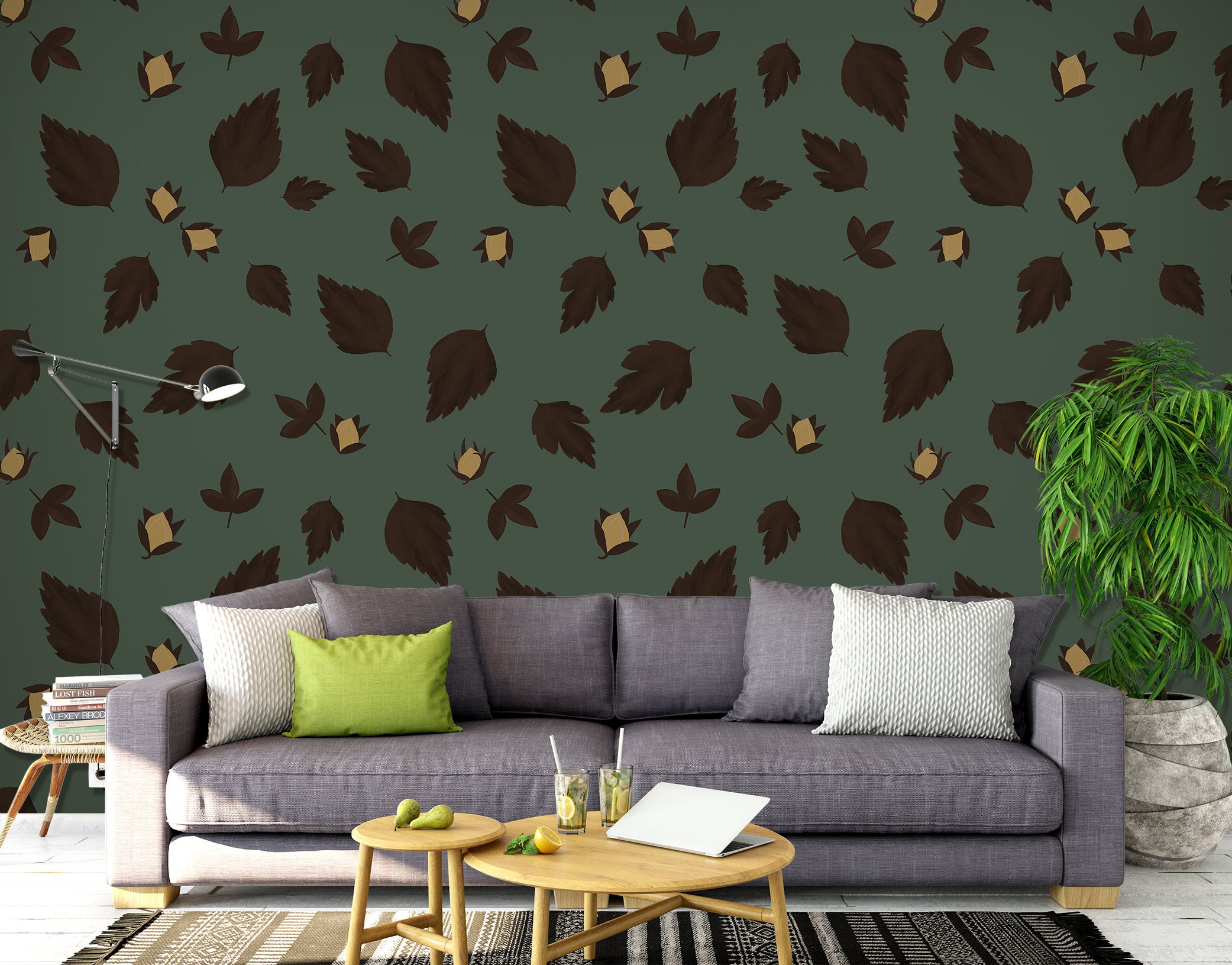 3D Leaves Pattern 98135 Kasumi Loffler Wall Mural Wall Murals