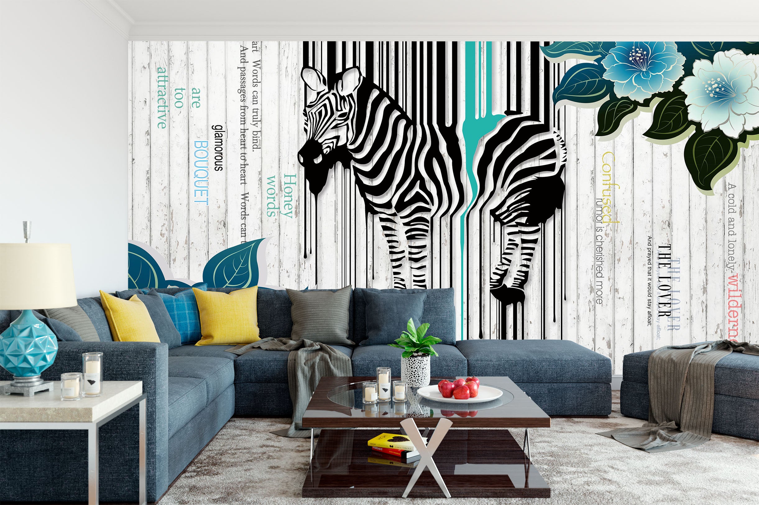 3D Cute Zebra 1544 Wall Murals