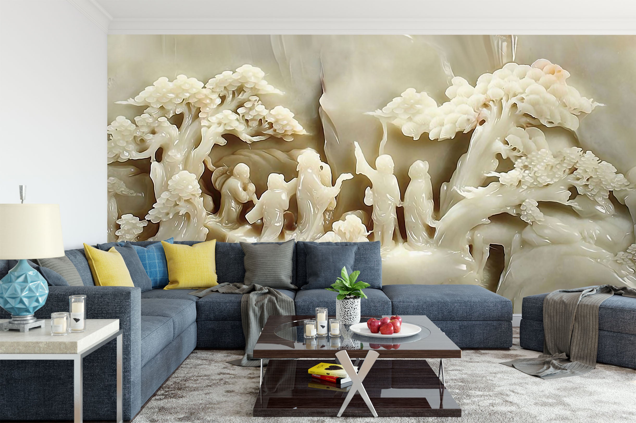 3D Jade Carving White 1520 Wall Murals