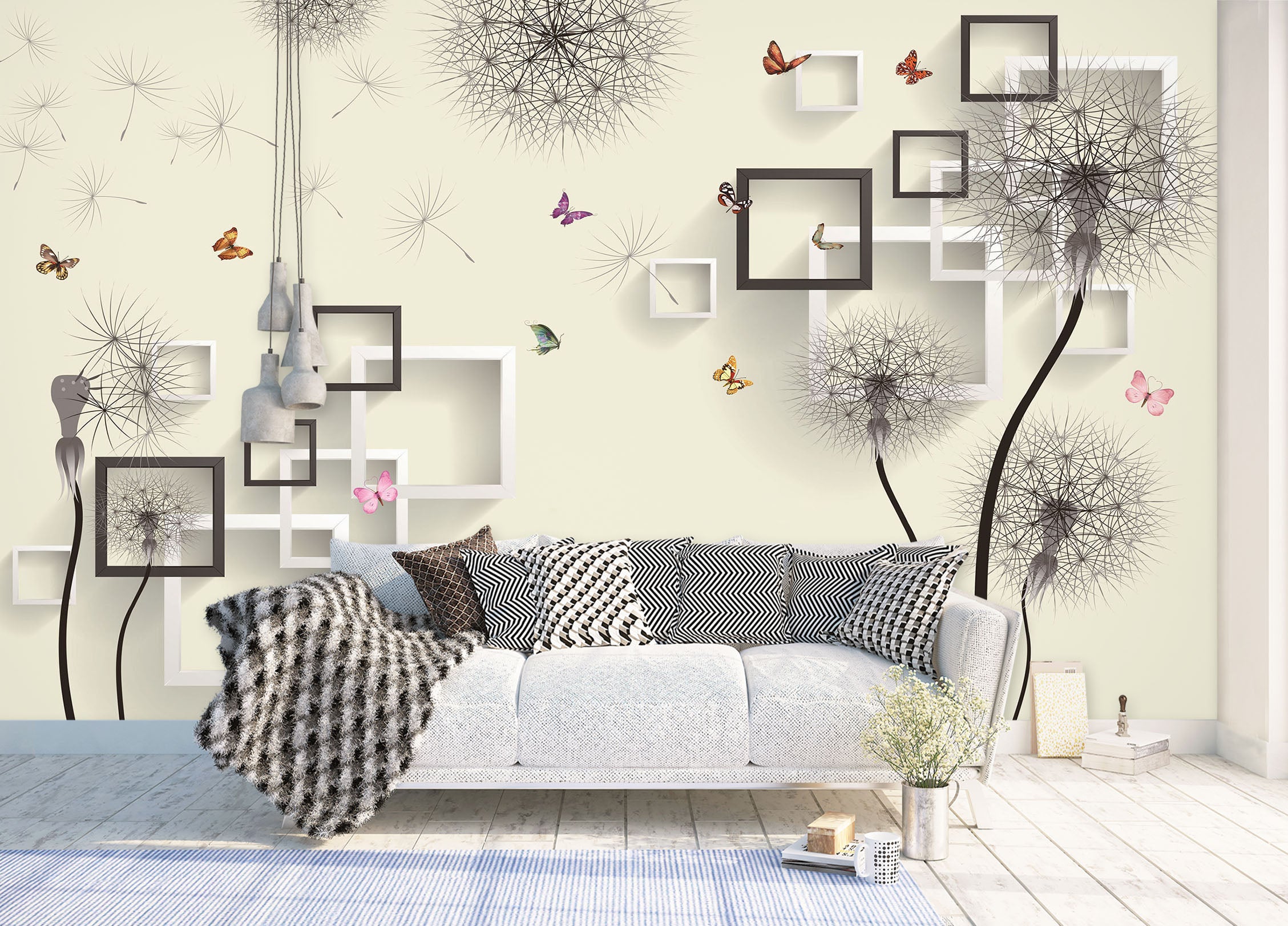3D Modern Square 1543 Wall Murals