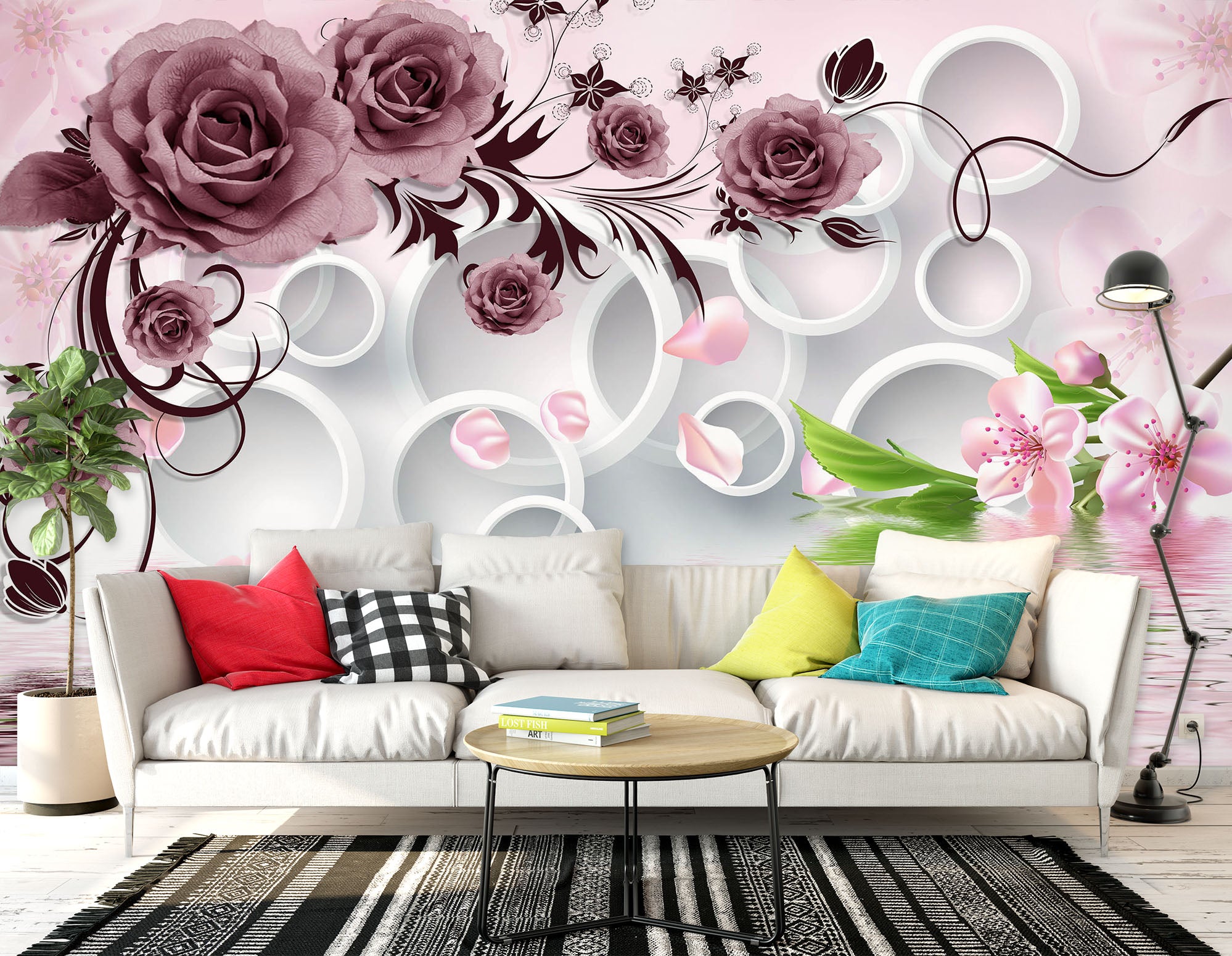 3D Rose Swan 1474 Wall Murals