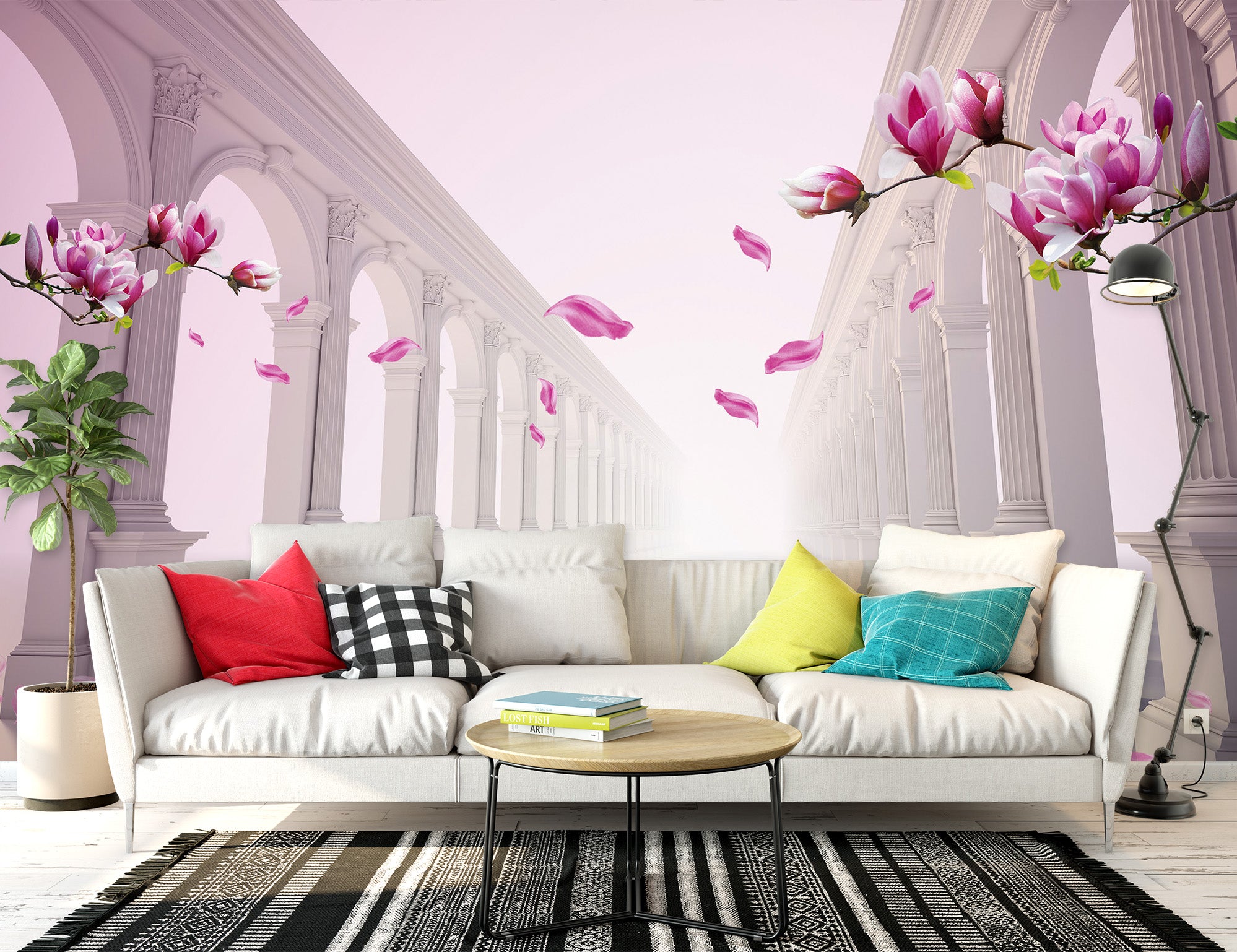 3D Peach Petals 1495 Wall Murals
