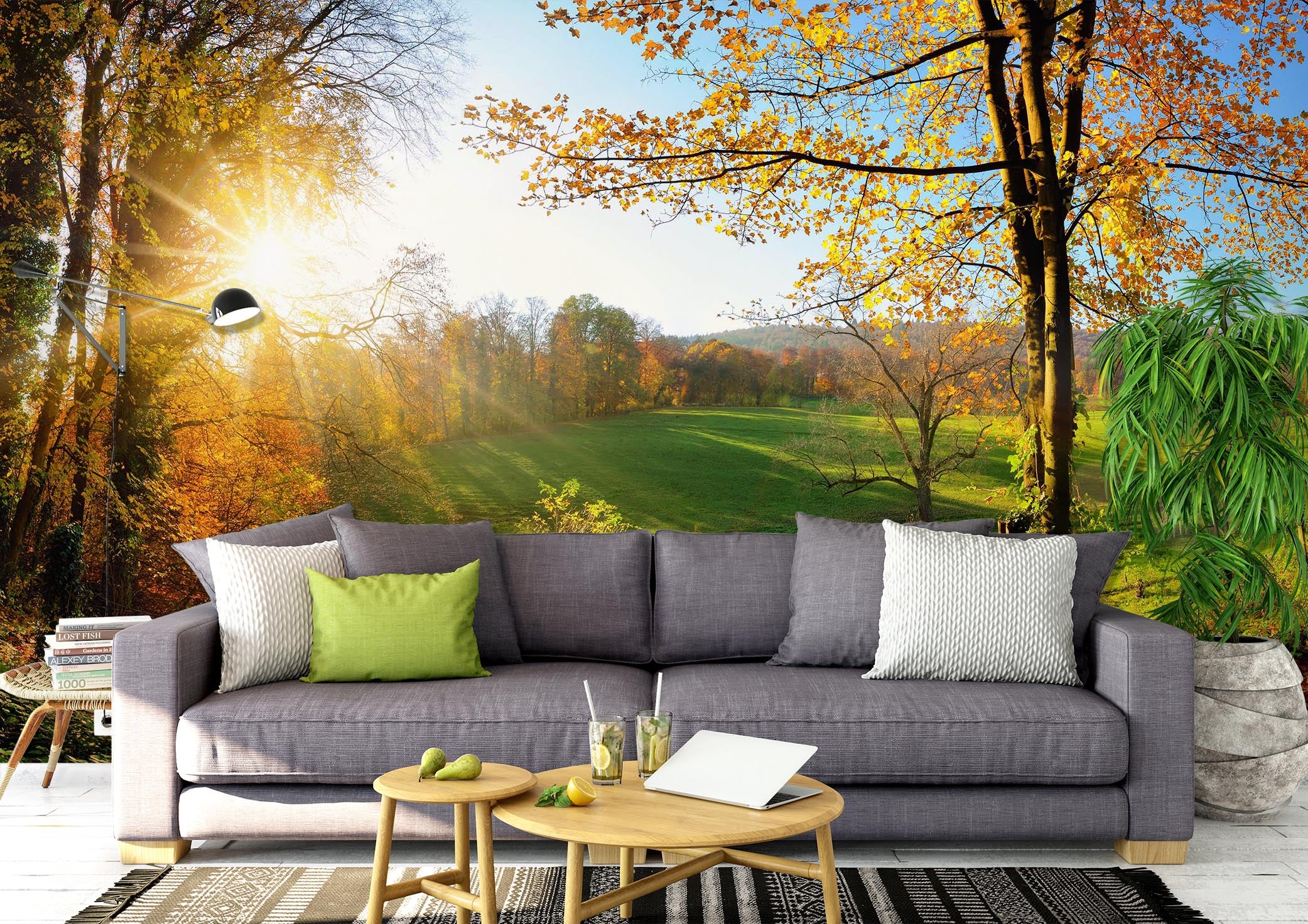 3D Yellow Autumn 1462 Wall Murals