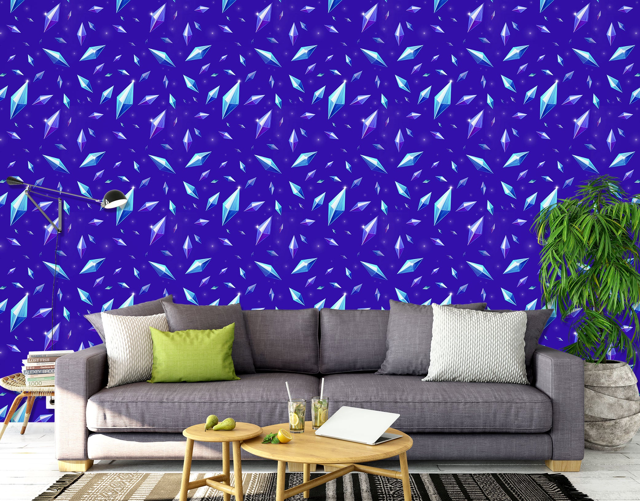 3D Blue Pattern 1405 Rose Catherine Khan Wall Mural Wall Murals