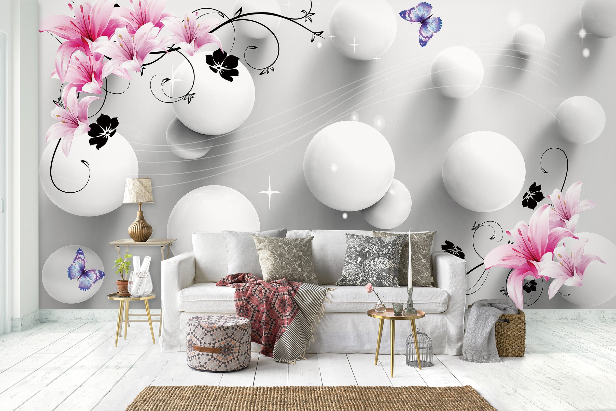 3D White Sphere 1412 Wall Murals