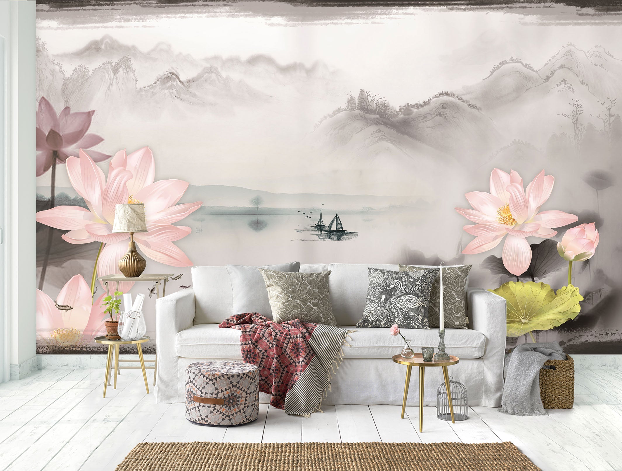 3D Gray Mountain Peak 1477 Wall Murals