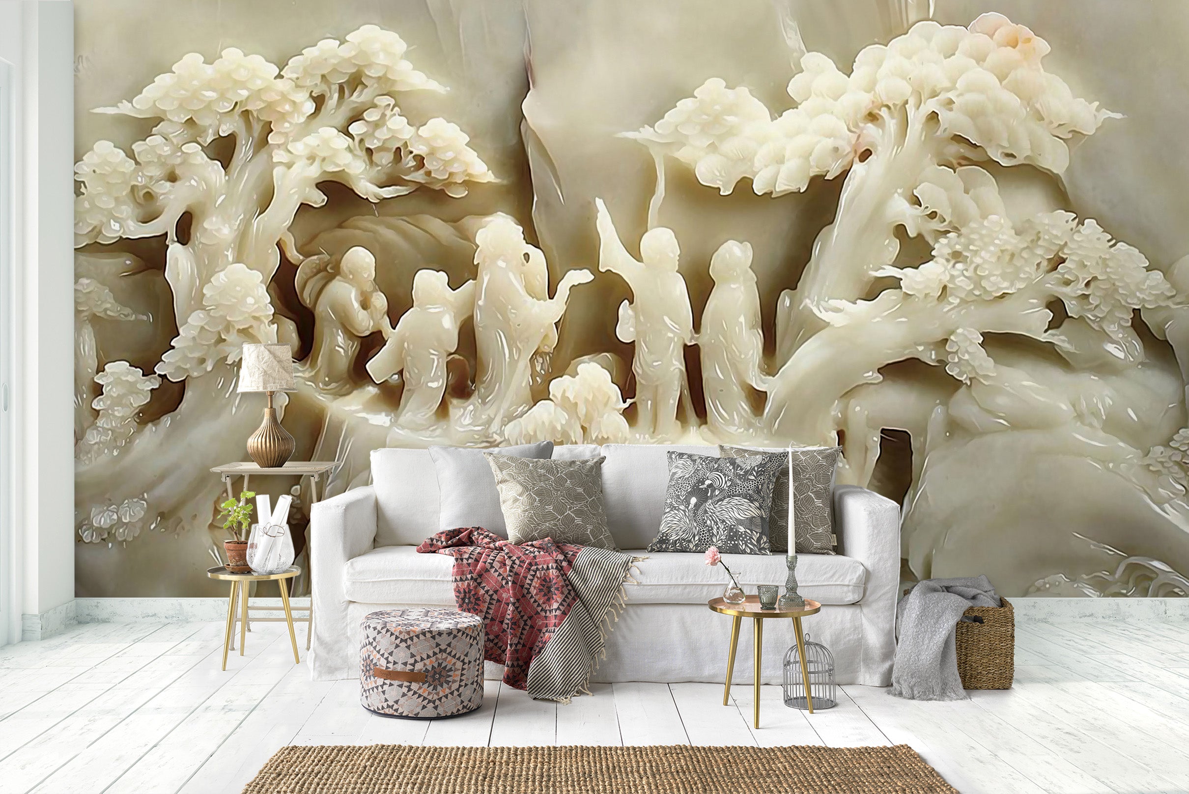 3D Jade Carving White 1520 Wall Murals