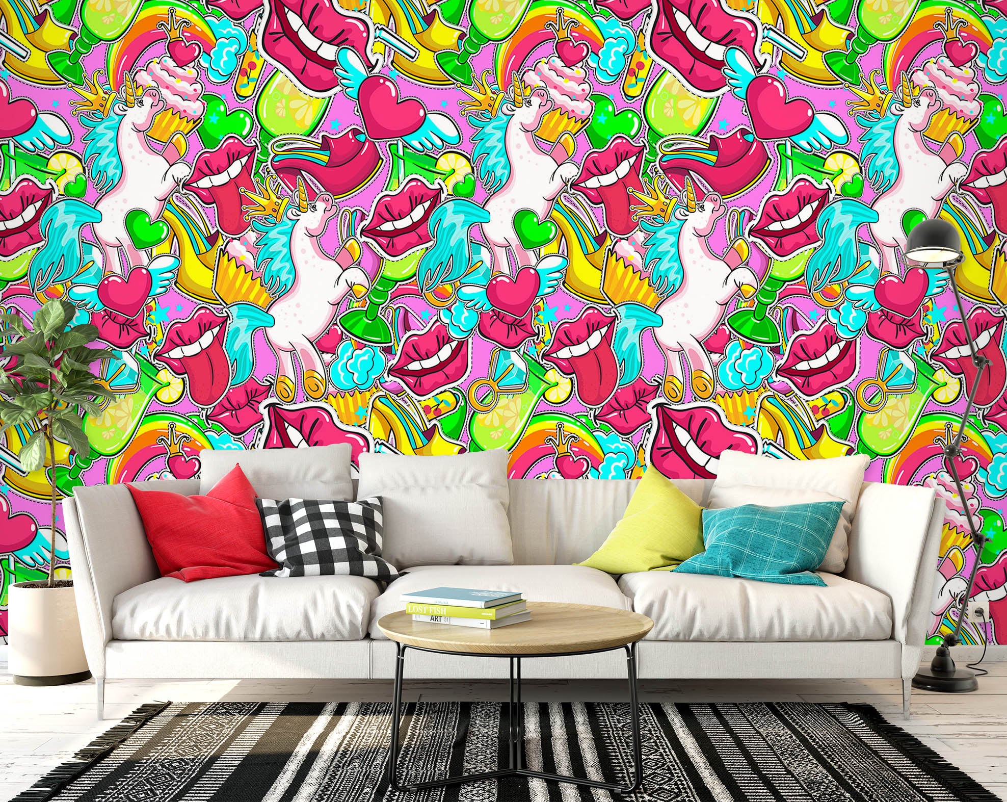 3D Cake Unicorn Lips 57065 Wall Murals