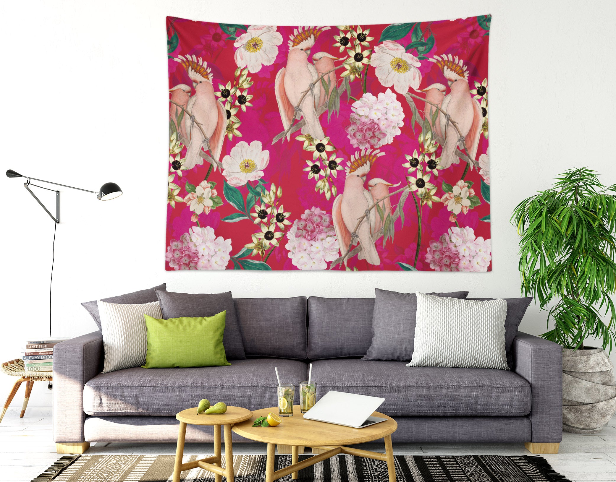 3D Pink Parrot 5312 Uta Naumann Tapestry Hanging Cloth Hang