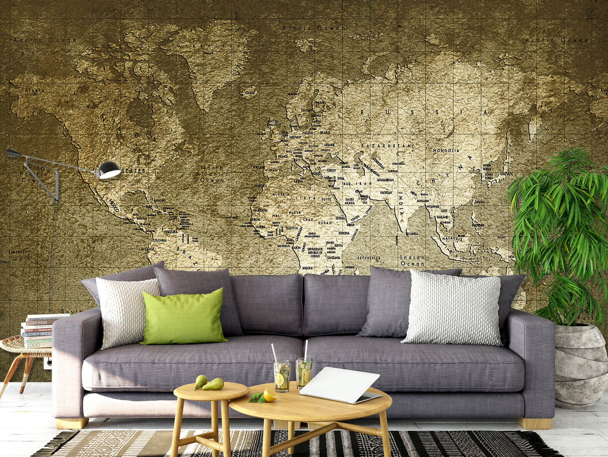 3D Fine Drawing 2028 World Map Wall Murals