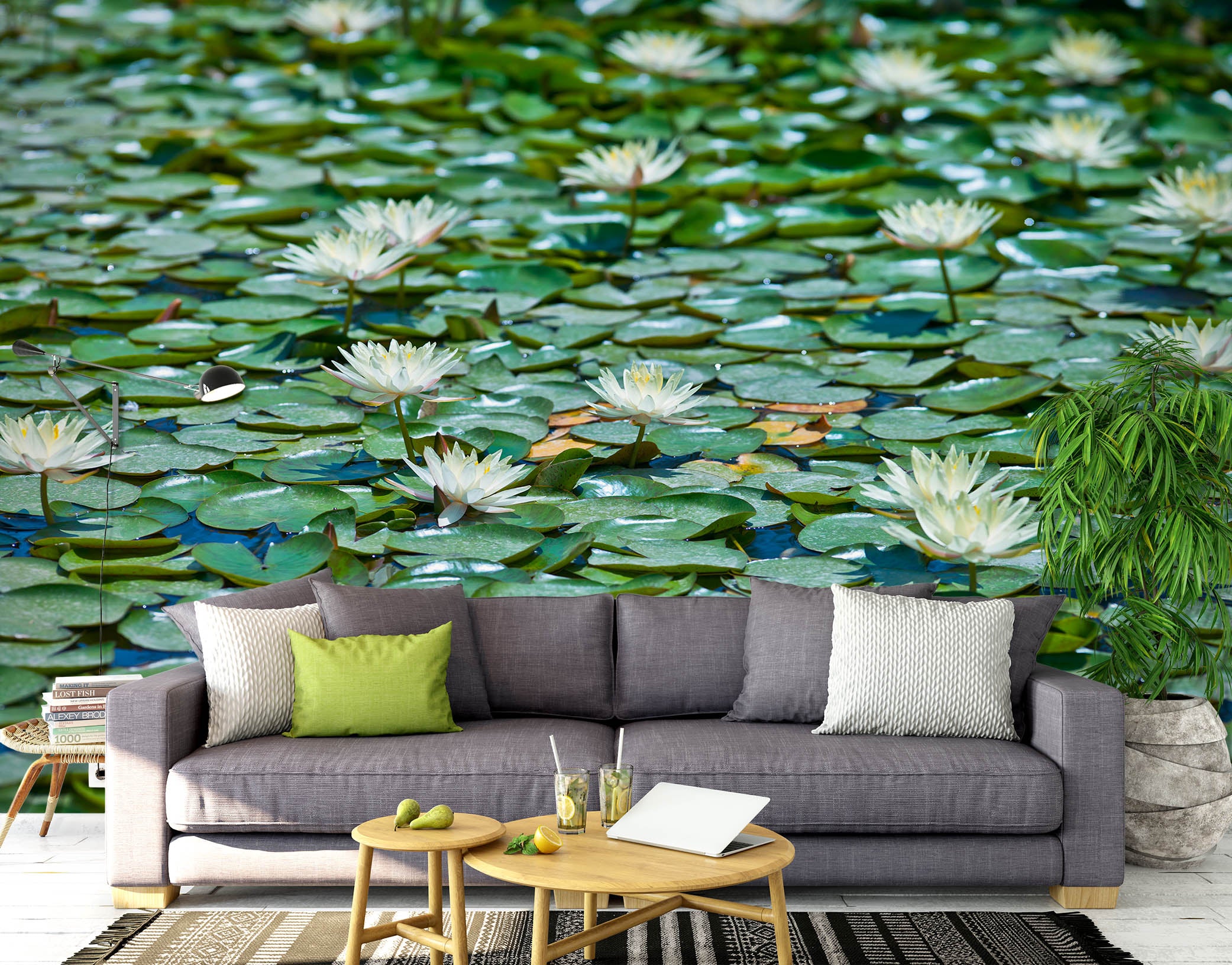 3D Pond Water Lily 6110 Assaf Frank Wall Mural Wall Murals