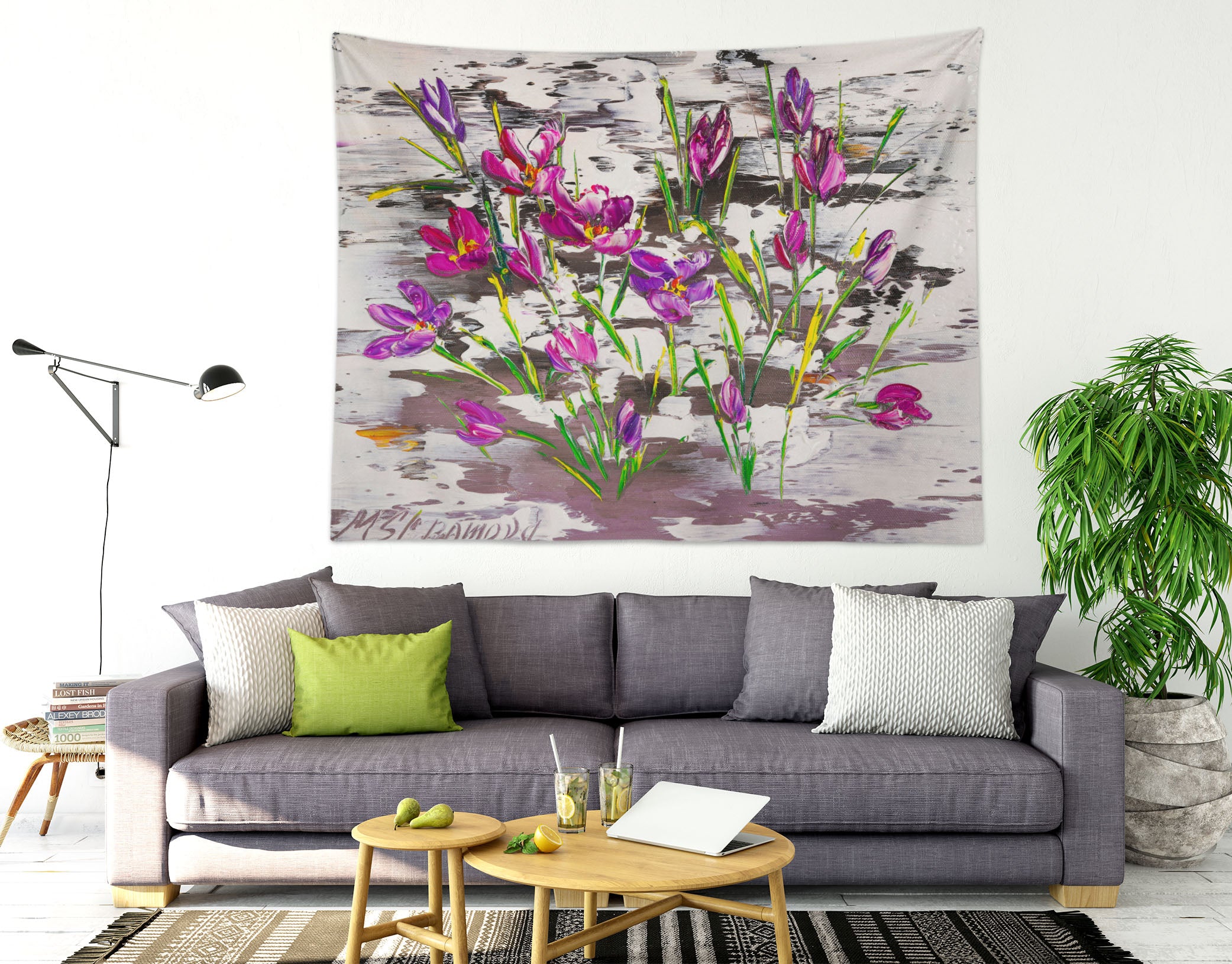 3D Purple Tulips 3671 Skromova Marina Tapestry Hanging Cloth Hang
