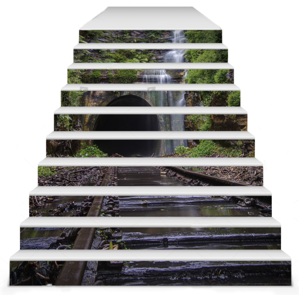 Custom size mural for Karol Calabro: 11 risers. In vinyl. 6 1/2” tall x 47” Vinyl