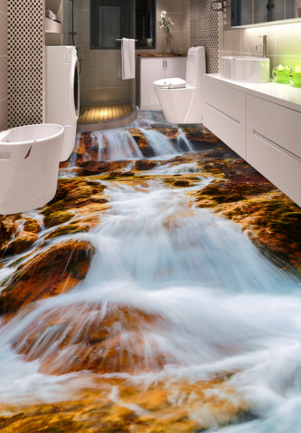 3D Gorgeous Waterfalls Floor Mural Wallpaper AJ Wallpaper 2 