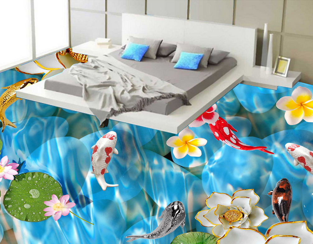 3D Flower Koi 579 Floor Mural  Wallpaper Murals Rug & Mat Print Epoxy waterproof bath floor