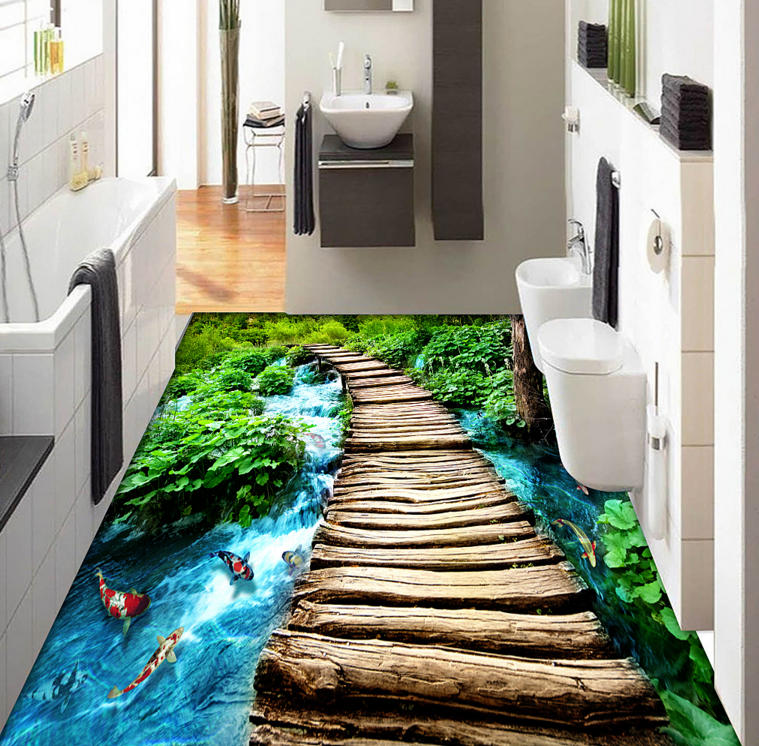 3D Wooden Bridge 357 Floor Mural  Wallpaper Murals Rug & Mat Print Epoxy waterproof bath floor