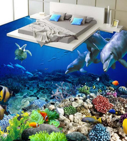 3D Seabed Creatures Floor Mural Wallpaper AJ Wallpaper 2 