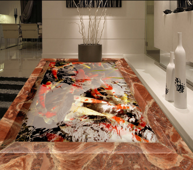 3D Koi Pond 319 Floor Mural  Wallpaper Murals Rug & Mat Print Epoxy waterproof bath floor