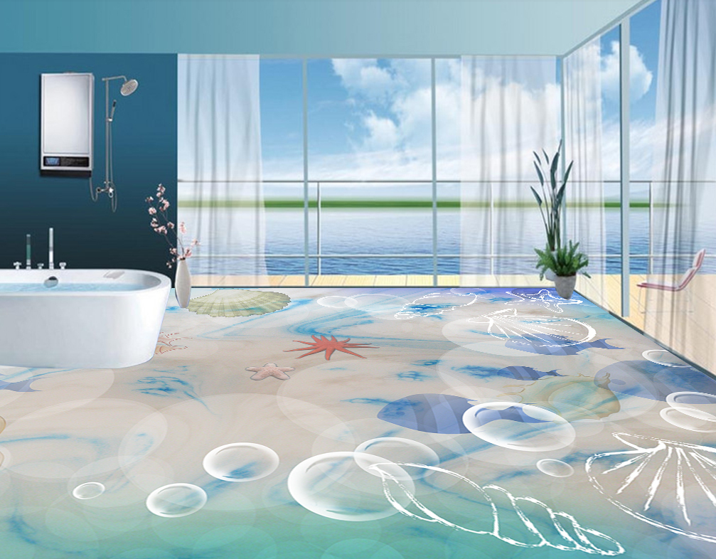 3D Bubble Beach 520 Floor Mural  Wallpaper Murals Rug & Mat Print Epoxy waterproof bath floor