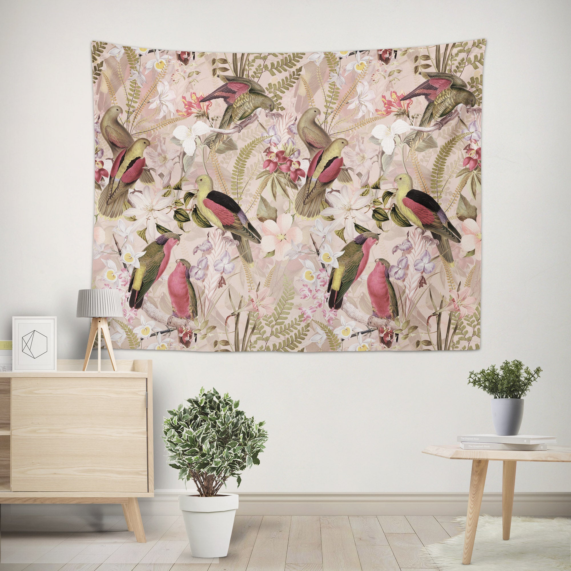 3D Parrot Leaves 901 Uta Naumann Tapestry Hanging Cloth Hang