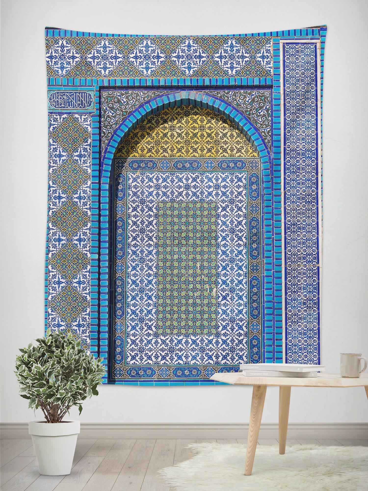 3D Yellow Blue Texture 116187 Assaf Frank Tapestry Hanging Cloth Hang