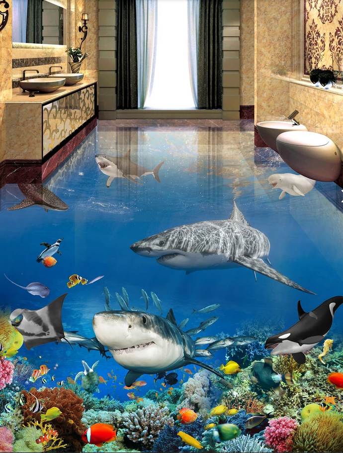 3D Ferocious Shark 513 Floor Mural  Wallpaper Murals Rug & Mat Print Epoxy waterproof bath floor