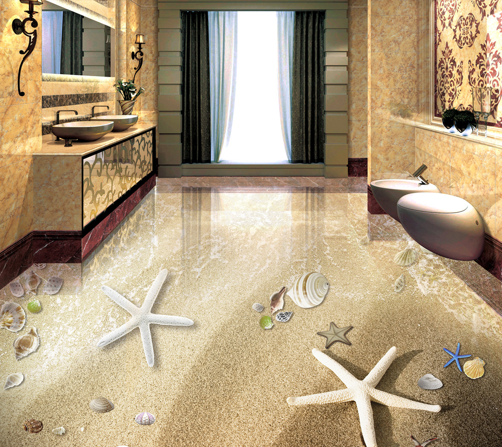 3D Golden Beach 618 Floor Mural  Wallpaper Murals Rug & Mat Print Epoxy waterproof bath floor