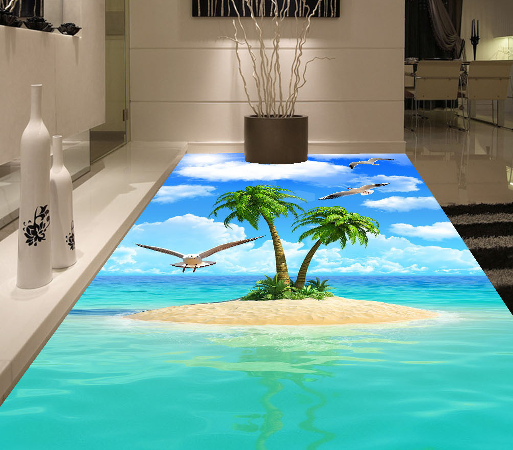 3D Coconut Tree 609 Floor Mural  Wallpaper Murals Rug & Mat Print Epoxy waterproof bath floor