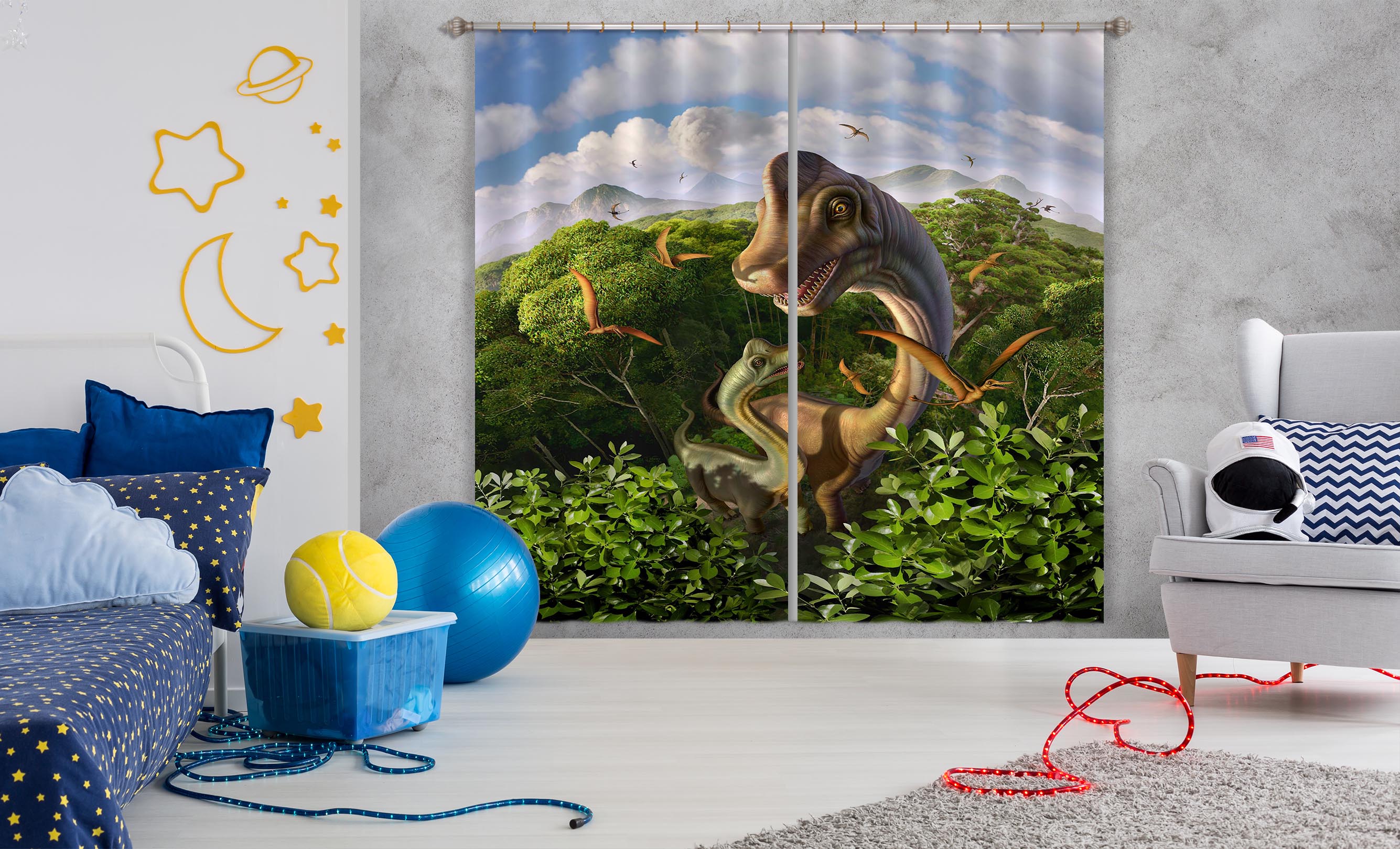 3D Brachiosaurus 041 Jerry LoFaro Curtain Curtains Drapes
