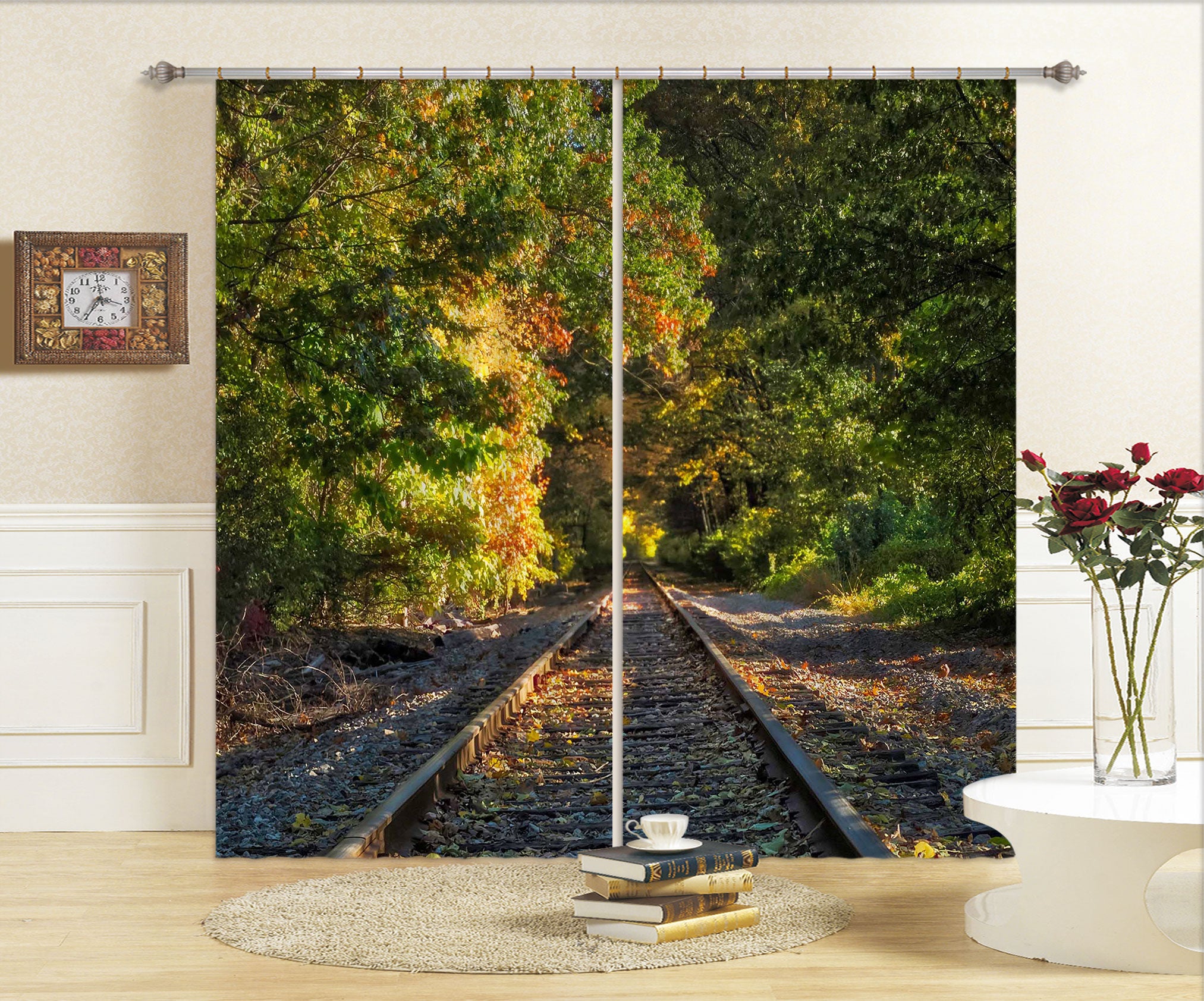 3D Railway Tree 030 Jerry LoFaro Curtain Curtains Drapes