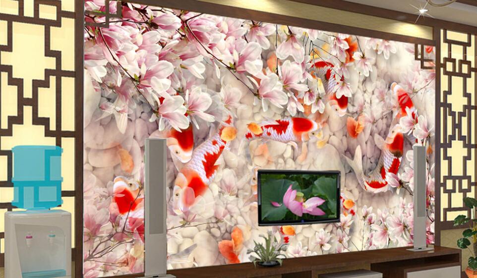 3D Peach Blossom Goldfish 1 Wallpaper AJ Wallpaper 1 