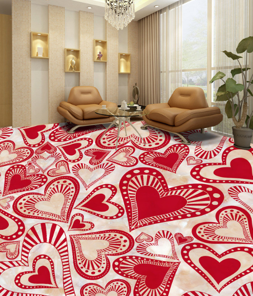 3D Red Love Heart 242 Floor Mural Wallpaper AJ Wallpaper 2 