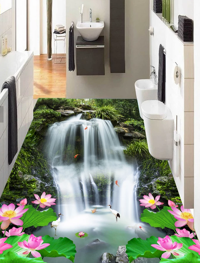 3D Tranquil Waterfall 524 Floor Mural  Wallpaper Murals Rug & Mat Print Epoxy waterproof bath floor
