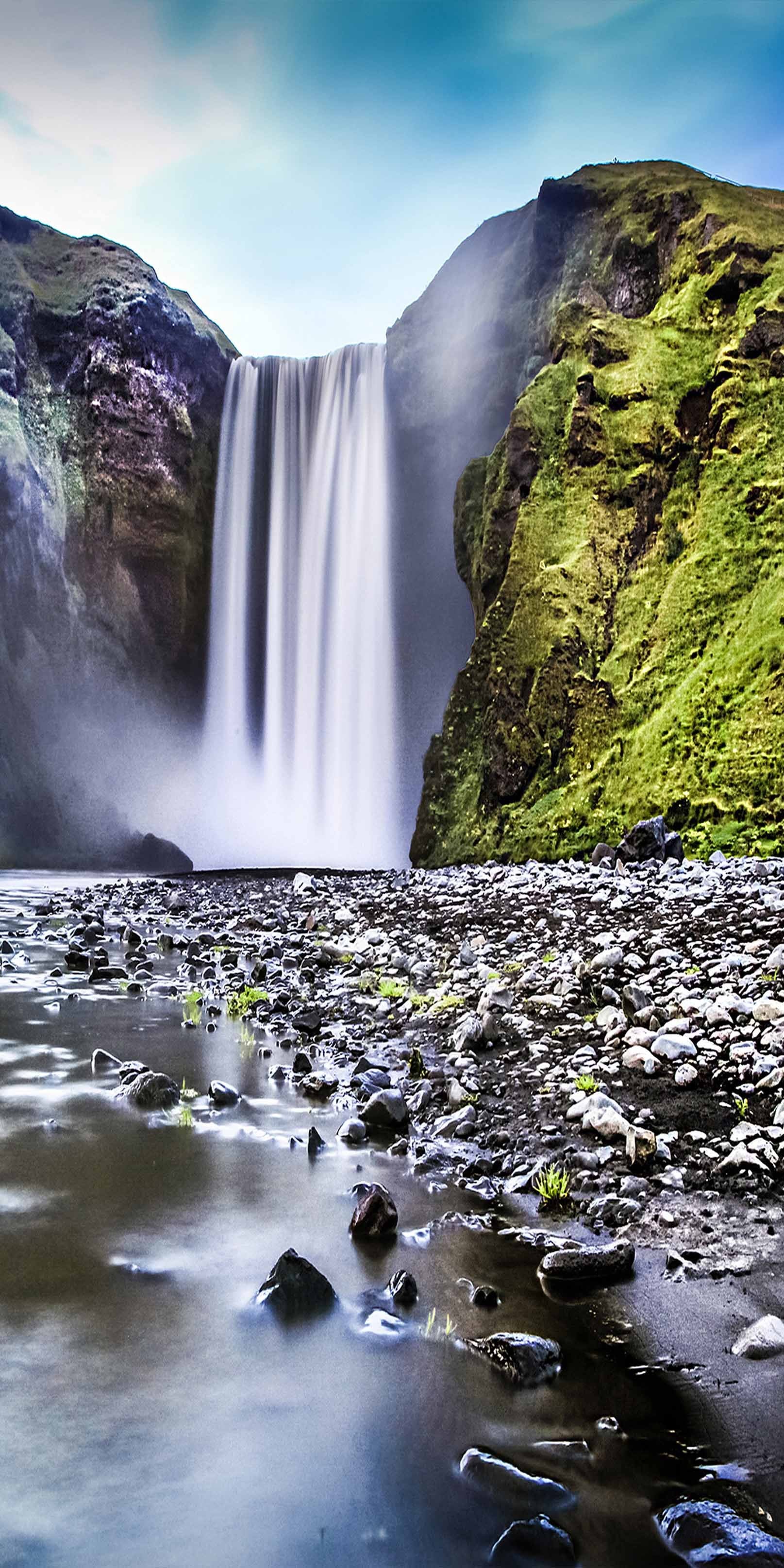 3D Waterfall Stones 825 Stair Risers Wallpaper AJ Wallpaper 