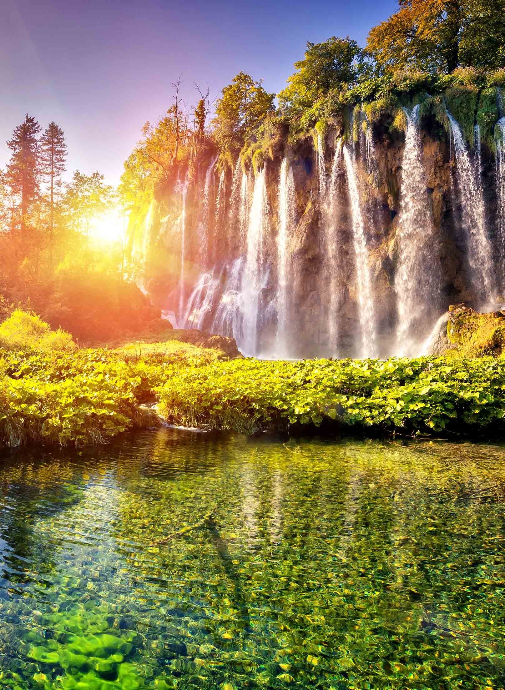 3D Waterfall Bright Sunshine 814 Stair Risers Wallpaper AJ Wallpaper 