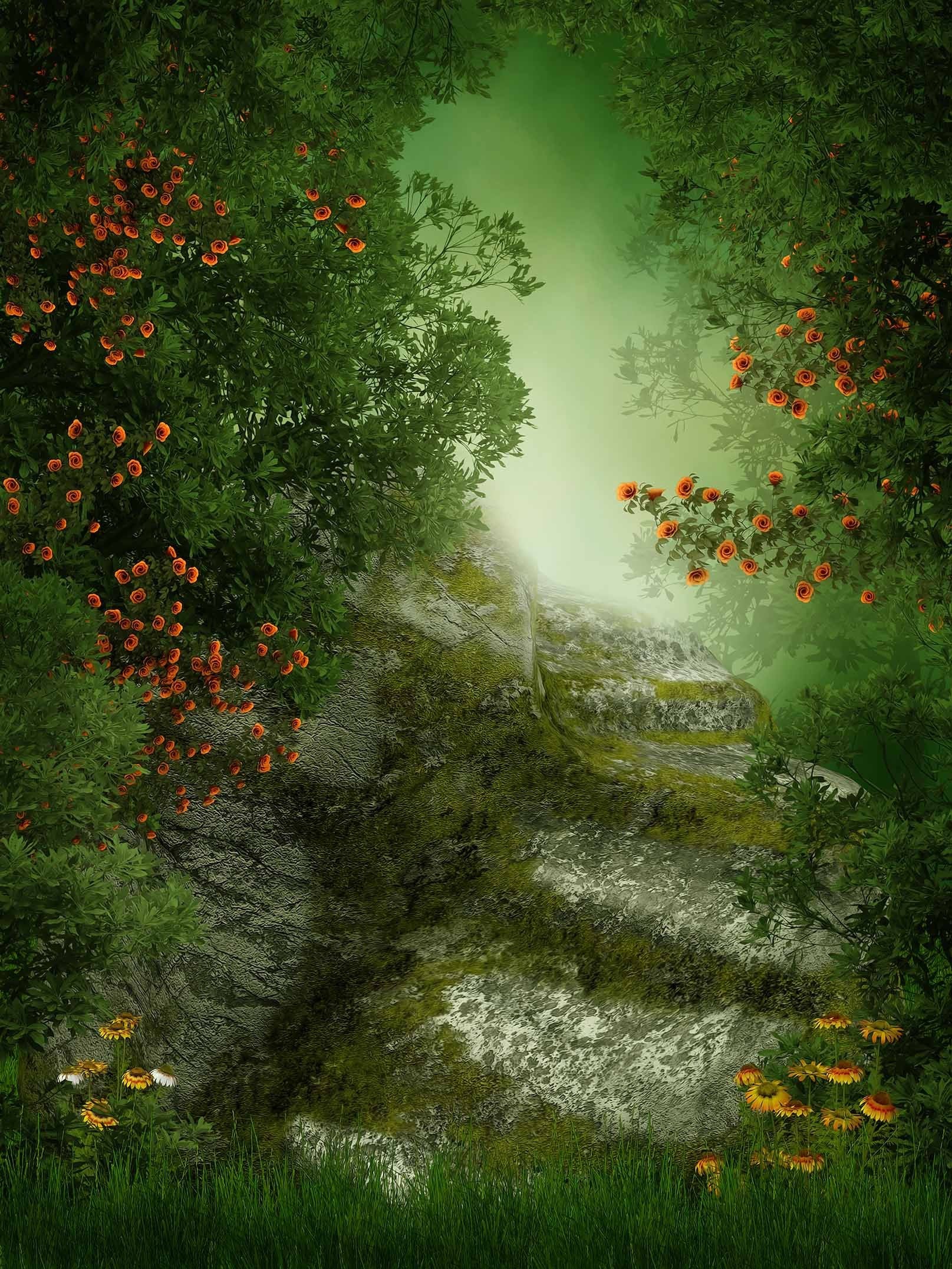 3D Quiet Forest Flowers 809 Stair Risers Wallpaper AJ Wallpaper 