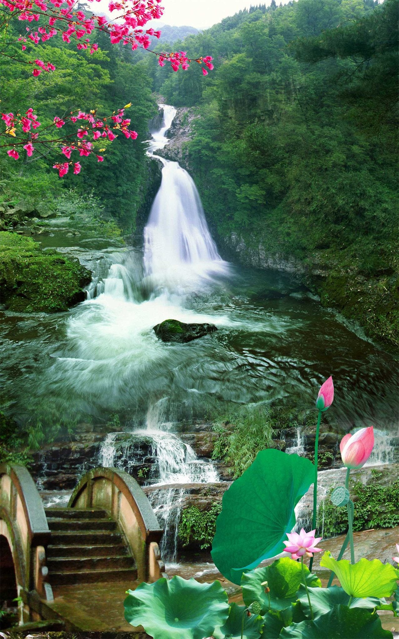 3D Rugged River Scenery 801 Stair Risers Wallpaper AJ Wallpaper 