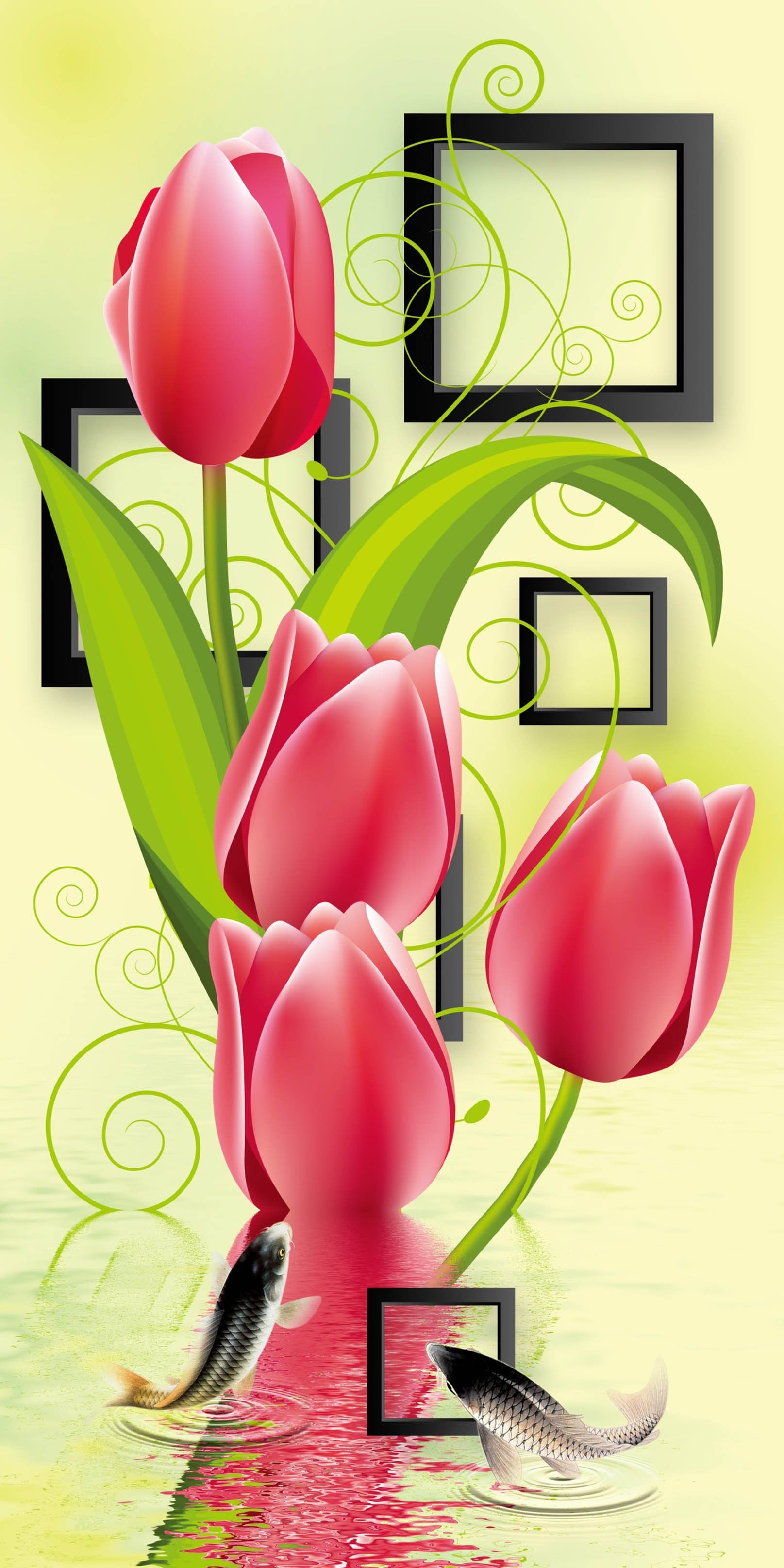 3D Flowers Frames 774 Stair Risers Wallpaper AJ Wallpaper 