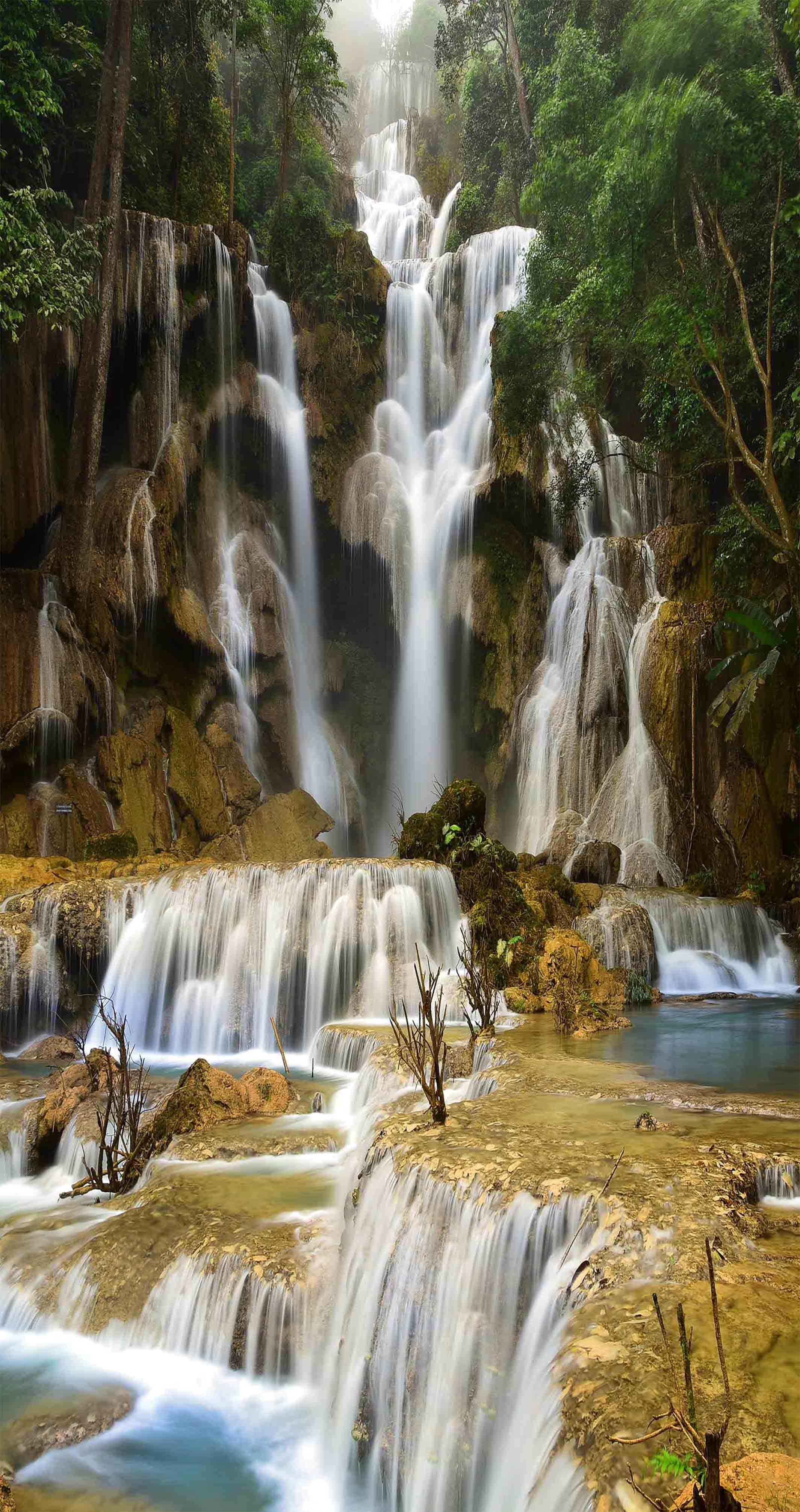 3D Pretty Misty Waterfalls 738 Stair Risers Wallpaper AJ Wallpaper 