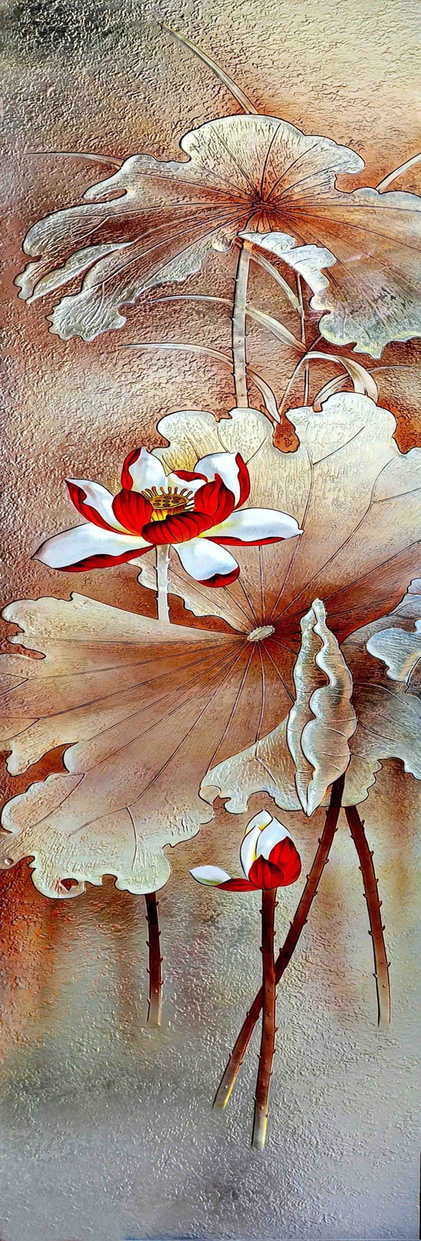 3D Lotus Flowers Pattern 1272 Stair Risers Wallpaper AJ Wallpaper 