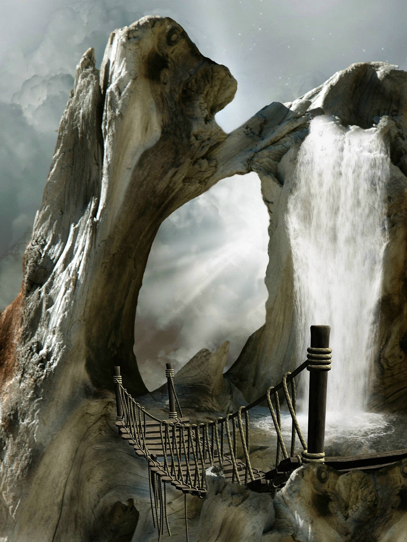 3D Mountain Peak Waterfall 1322 Stair Risers Wallpaper AJ Wallpaper 